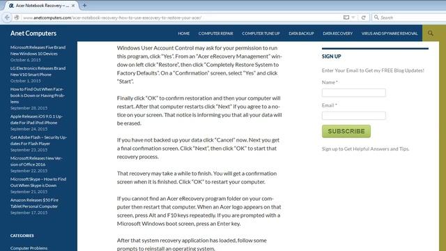 Acer Notebook Recovery - How to Use eRecovery to Restore Your Acer смотреть онлайн