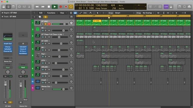 H.E.R. , Chris Brown - Come Through (Instrumental) / Logic Pro X Tutorial / FREE DOWNLOAD смотреть онлайн