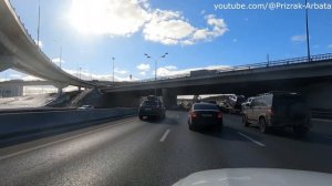 МКАД, от Ярославского шоссе, до съезда в Строгино. На машине по Москве.