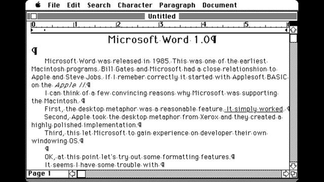 Microsoft Word 1.0 -1985 - Macintosh System 1 смотреть онлайн