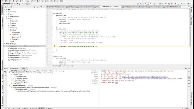 API 'variant getMergeResources' is obsolete in android studio смотреть онлайн
