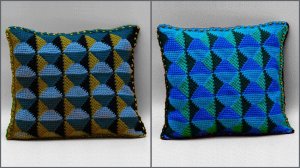 Декоративная подушка 3D узором. Ромбы тунисским крючком. Часть 1.