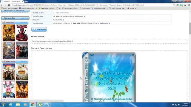 Windows 7 Aero Blue Lite Edition 2016 v2.0 (x86) смотреть онлайн