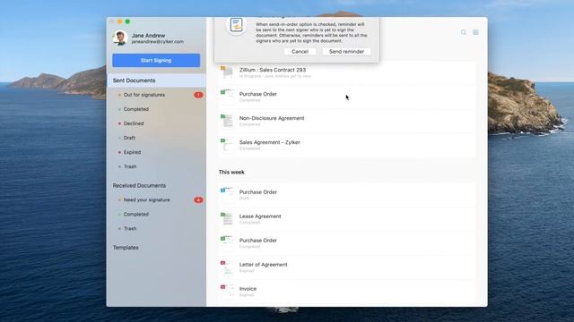 Zoho Sign for macOS (e-Signature app) смотреть онлайн