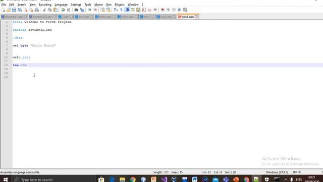 Hello World in Assembly language using masm615 смотреть онлайн