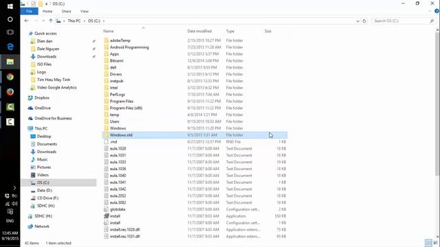 Hướng Dẫn Sử Dụng Win 10 - Xóa Windows.old смотреть онлайн