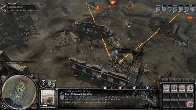 Company Of Heroes 2 -Soviet Missions Gameplay- Capture Anti tank gun, Eliminate heavy MGs& Panzer I смотреть онлайн