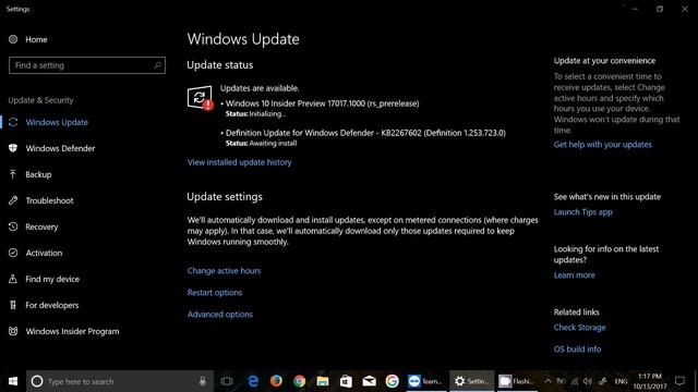 First Redstone 4 build 17017 Windows 10 Fast Ring and Skip released October 13th 2017 смотреть онлайн