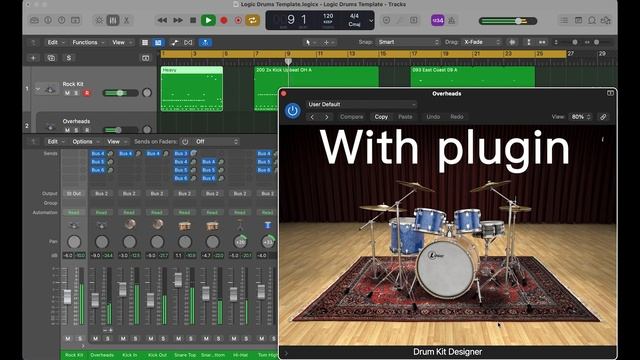 Mix Ready Drums template in Logic Pro X with stock plugin only! смотреть онлайн
