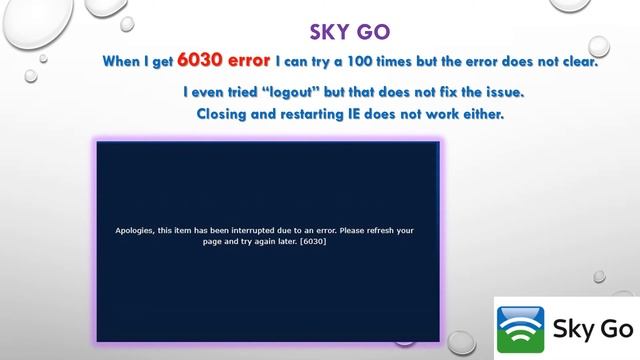 SKY GO - What causes error 6030 смотреть онлайн