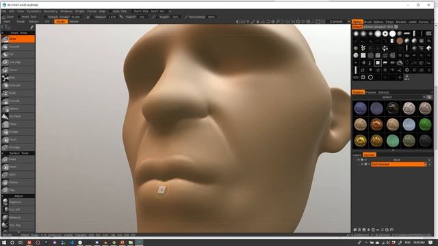 Sculpting a head in 3D Coat using the Pinch tool. смотреть онлайн