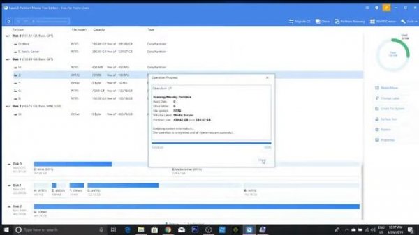 EaseUS Partition Master Free create, resize, clone, move, merge, and format partitions