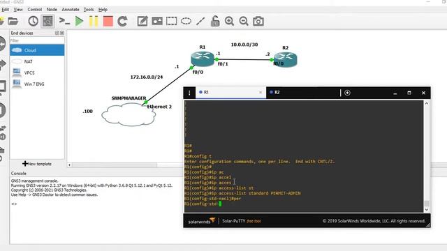 Configuracion SNMP v2 y 3 con GNS3 смотреть онлайн