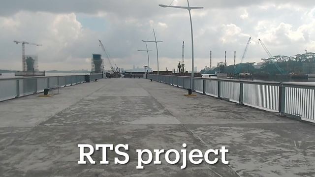 Woodlands jetty walk, looking at Johore, RTS project, 1 km MRT link to Singapore downtown смотреть онлайн