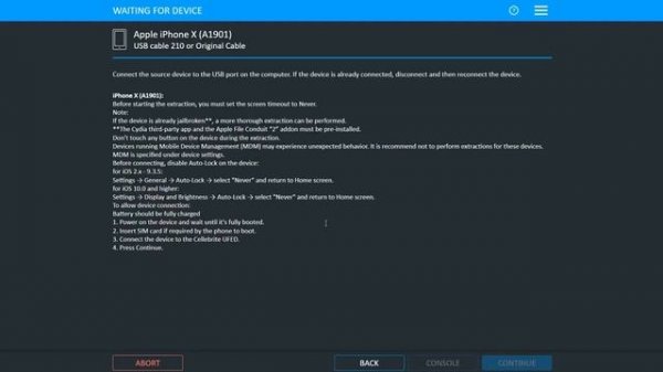 All Cellebrite UFED Options for iOS Data Collection