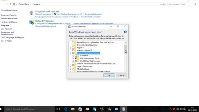 How to install IIS(Internet Information Services) on Window 10 смотреть онлайн