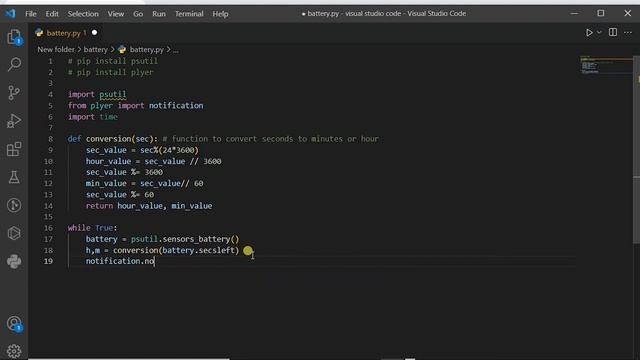 How To Create Battery Percentage Notification Using Python смотреть онлайн