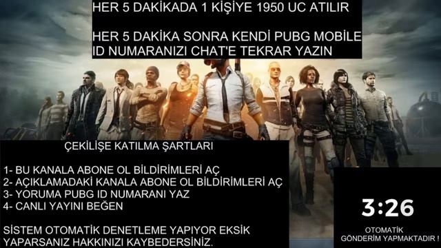 HERKESE 10000 BEDAVA UC BÜYÜK ÇEKİLİŞ / #pubgmobile / Pubg Mobile Canlı Yayın смотреть онлайн