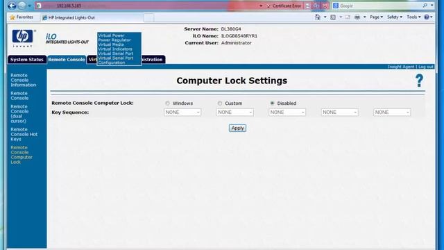 HP ILO Integrated Lights-Out Web Interface Walkthrough On HP ProLiant DL380 G4