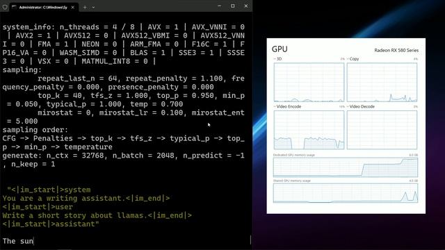 E3-1231 V3 || RX 580 8GB || Gemma 2B Instruct FP16 || Llama.cpp смотреть онлайн