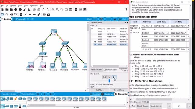 5.3.1.3 Packet Tracer - Identify MAC and IP Addresses смотреть онлайн
