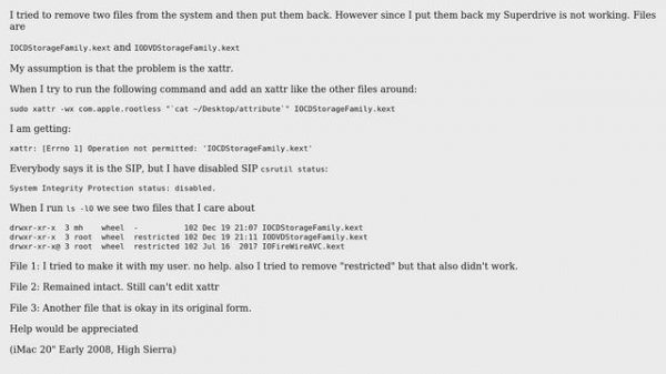I get Errno 1 Operation not permitted when changing xattr