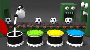 Мультики для детей, учим цвета, футбольные мячики