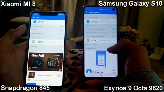 Xiaomi Mi 8 vs Galaxy S10 (Antutu and Geekbench) смотреть онлайн