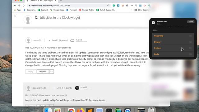 How To Edit cities in the Clock widget macOS Big Sur 11.2.3 смотреть онлайн