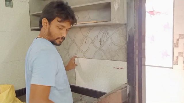 kitchen wall tiles fitting in telugu Full white tiles @ Chinna Tiles work смотреть онлайн