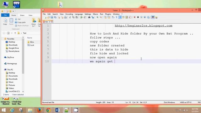 How to Lock And Hide folder By your Own Bat Program смотреть онлайн