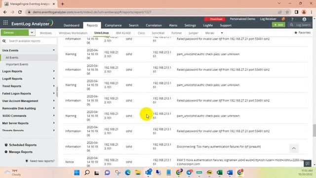 ManageEngine EventLog Analyzer demo portal смотреть онлайн