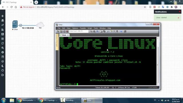 Core Linux para Eve-NG - acceso por telnet смотреть онлайн