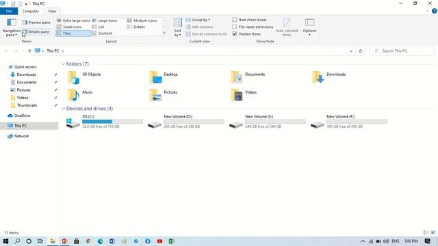 Hide or Show Navigation Pane File Explorer смотреть онлайн