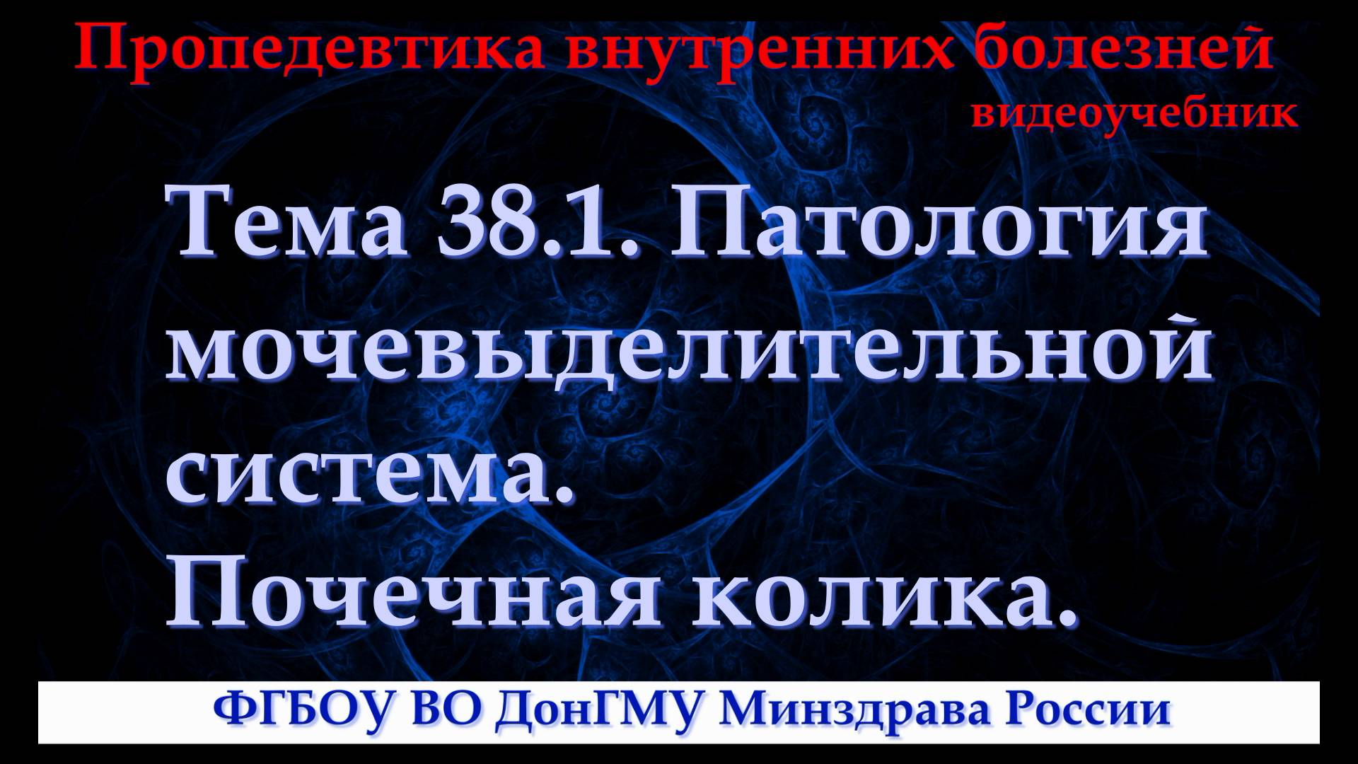 Тема 38.1. Патология мочевыделительной система. Почечная колика. смотреть онлайн