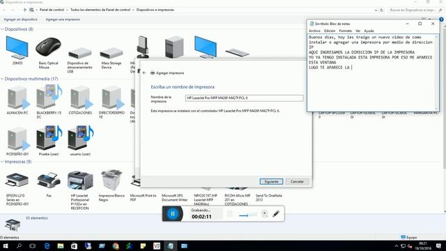 Como instalar o agregar una Impresora por dirección IP смотреть онлайн