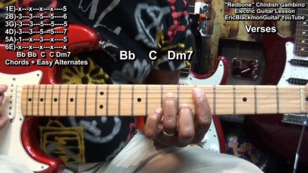 REDBONE Childish Gambino Guitar Lesson - Donald Glover @EricBlackmonGuitar