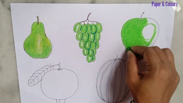 Green fruits drawing ll how to draw green colour fruits ll green day ll green day chart work смотреть онлайн