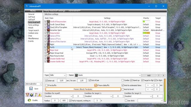 Setting up Party Buff and Heal in Adrenaline Bot смотреть онлайн