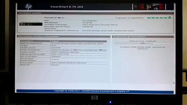 Installation Windows server 2008 sur serveur HP Proliant DL380 G7 1 смотреть онлайн