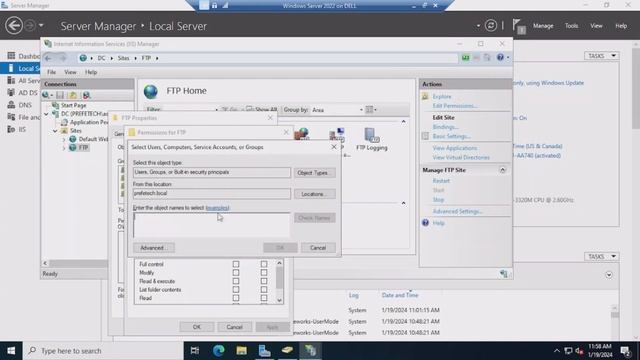 FTP Server Configuration on Windows Server 2022 DC смотреть онлайн