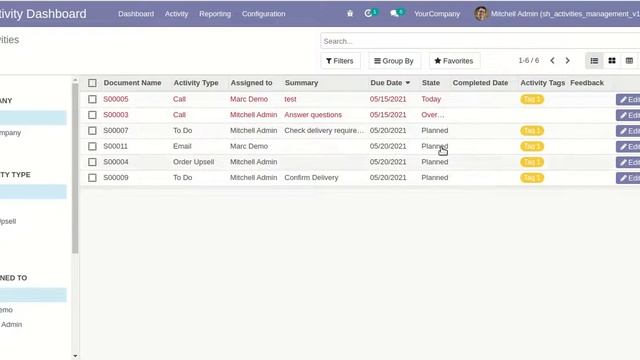 Activities Management With Update Odoo v14, v13 смотреть онлайн