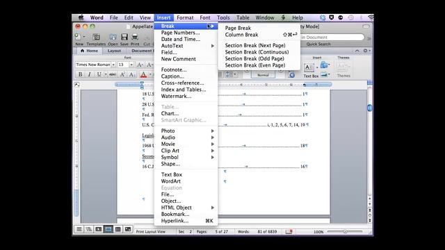 Insert Sections with Different Page Numbers (Mac) смотреть онлайн