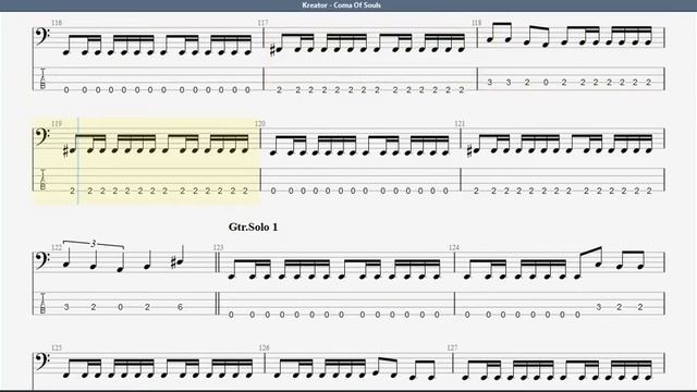 Kreator Coma Of Souls BASS GUITAR TAB смотреть онлайн