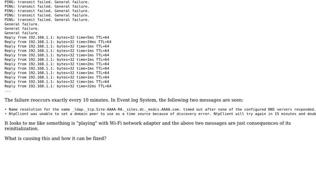 PING: transmit failed. General failure. short outage every few minutes смотреть онлайн