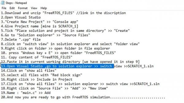 FreeRTOS Visual Studio simulation , Create FreeRTOS project using Visual Studio