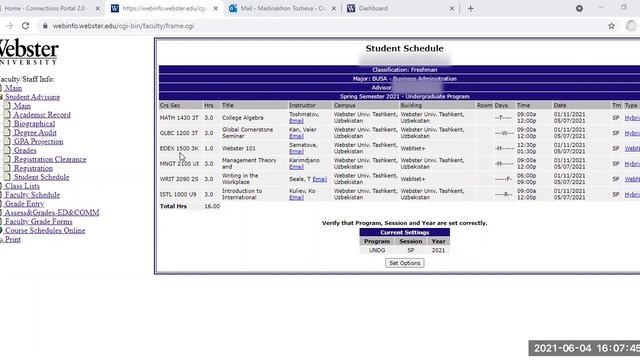 How To See Your Schedule In Webster Connections