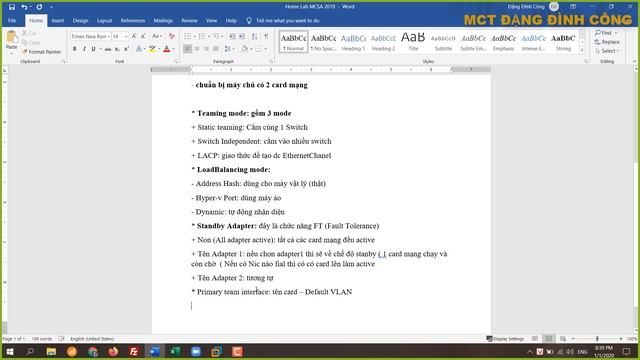 [Học MCSA 2019] Bài 2 - Cấu hình NIC Teaming trên Windows Server 2019 смотреть онлайн