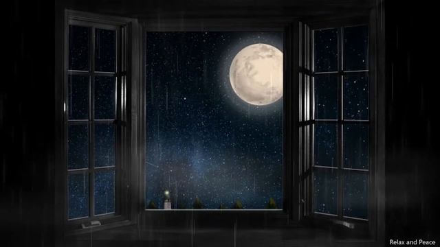 Pleasant rain sound for insomnia | Window view Moon | Relax & Peaceful | Peaceful sleep Satisfying смотреть онлайн