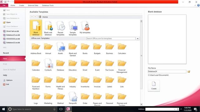 How To Create a Blank Database In MS Access Window 2010 смотреть онлайн
